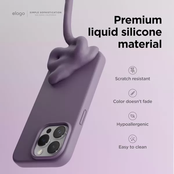 elago Compatible with iPhone 15 Pro Max Case Liquid Silicone Case Full Body Protective Cover Shockproof Slim Phone Case AntiScratch Soft Microfiber Lining 67 inch Sky BlueDeep Lavender