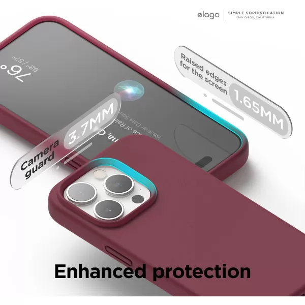 elago Compatible with iPhone 15 Pro Max Case Liquid Silicone Case Full Body Protective Cover Shockproof Slim Phone Case AntiScratch Soft Microfiber Lining 67 inch Sky BlueBurgundy