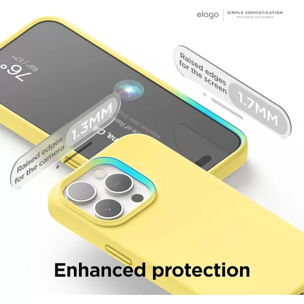 elago Compatible with iPhone 15 Pro Max Case Liquid Silicone Case Full Body Protective Cover Shockproof Slim Phone Case AntiScratch Soft Microfiber Lining 67 inch Sky BlueYellow