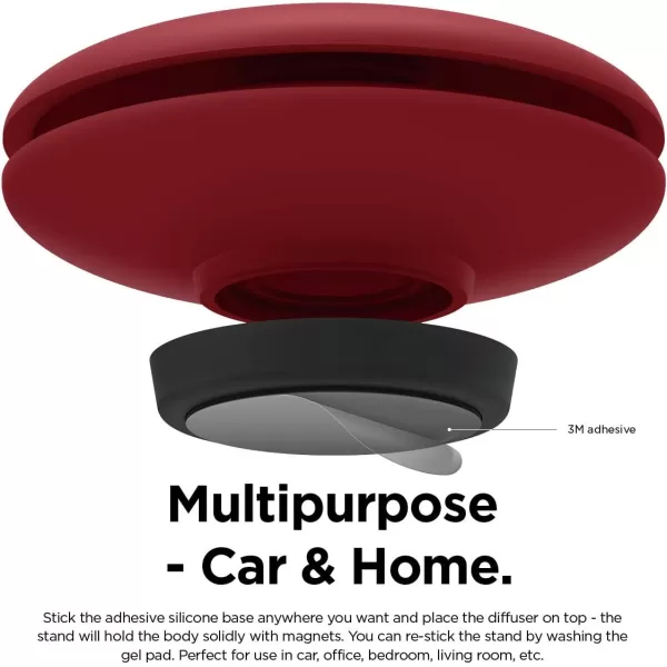 elago Ellipse Silicone Diffuser English Lavender Red  Multipurpose Air Fresheners Fragrance Control Reusable Gel Pad Stand Glass DropperRed