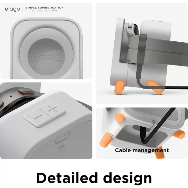 elago GW5 Stand Compatible with Samsung Galaxy Watch 6 Series Charger Stand  5 Charger 40 44mm 5 Pro Charger 45mm 20222023 Classic Speaker Design  Light Grey Charging Cable Not IncludedLight Grey