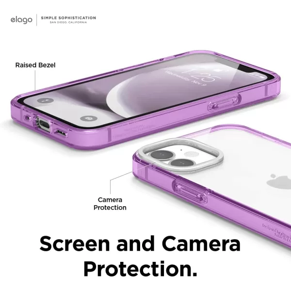 elago Hybrid Clear Case Compatible with iPhone 15 Case 61 Military Grade Drop Protection PC  TPU Hybrid Technology Reduced Yellowing Crystal Clear Full Body Protection TransparentLavender