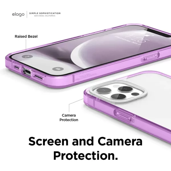 elago Hybrid Clear Case Compatible with iPhone 15 Case 61 Military Grade Drop Protection PC  TPU Hybrid Technology Reduced Yellowing Crystal Clear Full Body Protection TransparentLavender