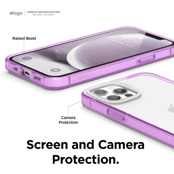 elago Hybrid Clear Case Compatible with iPhone 15 Case 61 Military Grade Drop Protection PC  TPU Hybrid Technology Reduced Yellowing Crystal Clear Full Body Protection TransparentLavender