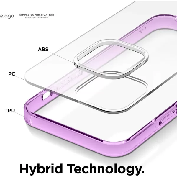 elago Hybrid Clear Case Compatible with iPhone 15 Case 61 Military Grade Drop Protection PC  TPU Hybrid Technology Reduced Yellowing Crystal Clear Full Body Protection TransparentLavender