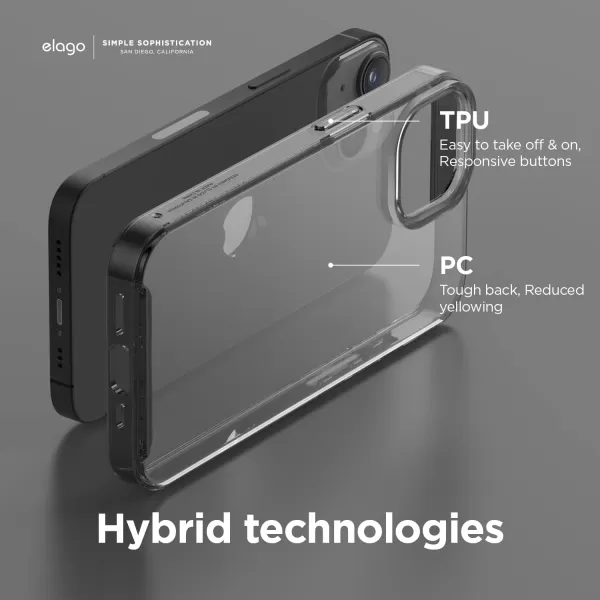 elago Hybrid Clear Case Compatible with iPhone 15 Case 61 Military Grade Drop Protection PC  TPU Hybrid Technology Reduced Yellowing Crystal Clear Full Body Protection TransparentBlack