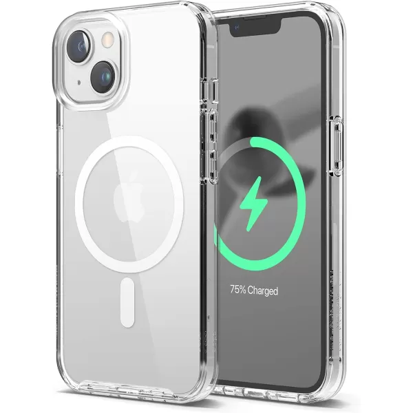 elago Magnetic Hybrid Clear Case Compatible with iPhone 15 Plus Case Compatible with MagSafe 67 US Military Grade Drop Protection PC  TPU Hybrid Technology Reduced Yellowing WhiteClear