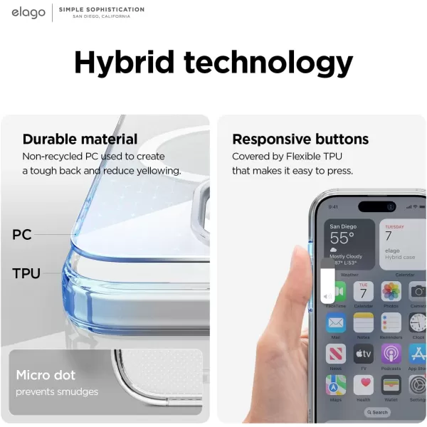 elago Magnetic Hybrid Clear Case Compatible with iPhone 15 Plus Case Compatible with MagSafe 67 US Military Grade Drop Protection PC  TPU Hybrid Technology Reduced Yellowing WhiteClear