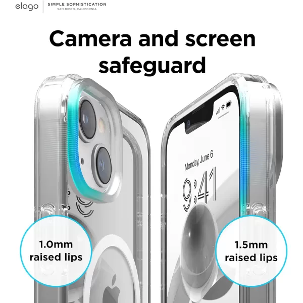 elago Magnetic Hybrid Clear Case Compatible with iPhone 15 Plus Case Compatible with MagSafe 67 US Military Grade Drop Protection PC  TPU Hybrid Technology Reduced Yellowing WhiteClear