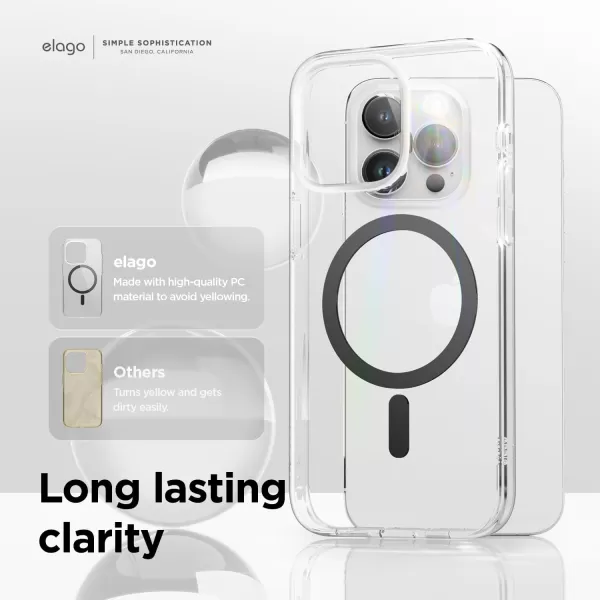 elago Magnetic Hybrid Clear Case Compatible with iPhone 15 Plus Case Compatible with MagSafe 67 US Military Grade Drop Protection PC  TPU Hybrid Technology Reduced Yellowing WhiteBlack