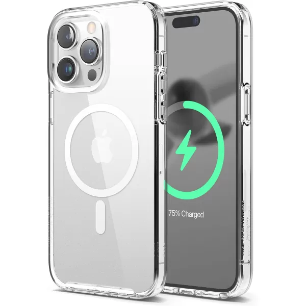 elago Magnetic Hybrid Clear Case Compatible with iPhone 15 Plus Case Compatible with MagSafe 67 US Military Grade Drop Protection PC  TPU Hybrid Technology Reduced Yellowing WhiteClear