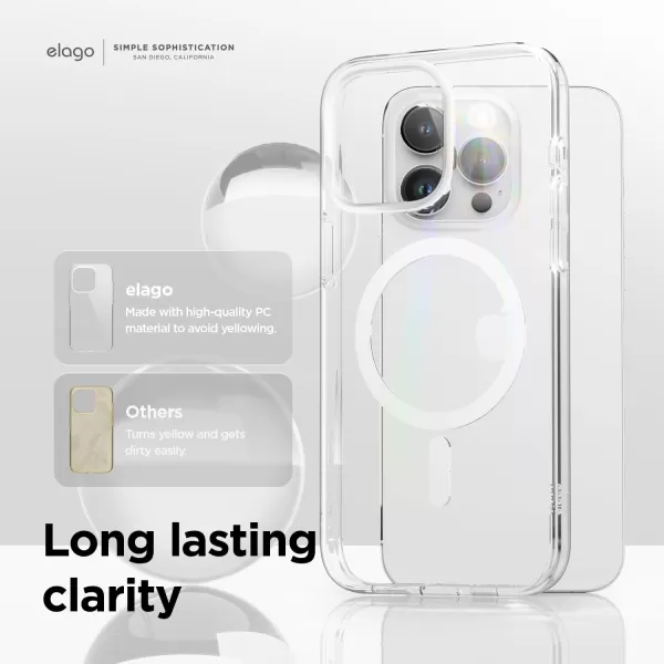 elago Magnetic Hybrid Clear Case Compatible with iPhone 15 Plus Case Compatible with MagSafe 67 US Military Grade Drop Protection PC  TPU Hybrid Technology Reduced Yellowing WhiteWhite