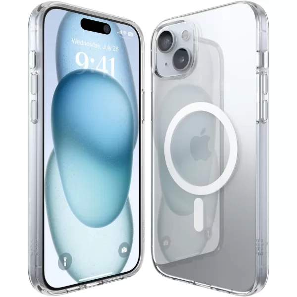 elago Magnetic Hybrid Clear Case Compatible with iPhone 15 Plus Case Compatible with MagSafe 67 US Military Grade Drop Protection PC  TPU Hybrid Technology Reduced Yellowing WhiteClear