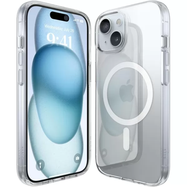 elago Magnetic Hybrid Clear Case Compatible with iPhone 15 Plus Case Compatible with MagSafe 67 US Military Grade Drop Protection PC  TPU Hybrid Technology Reduced Yellowing WhiteClear