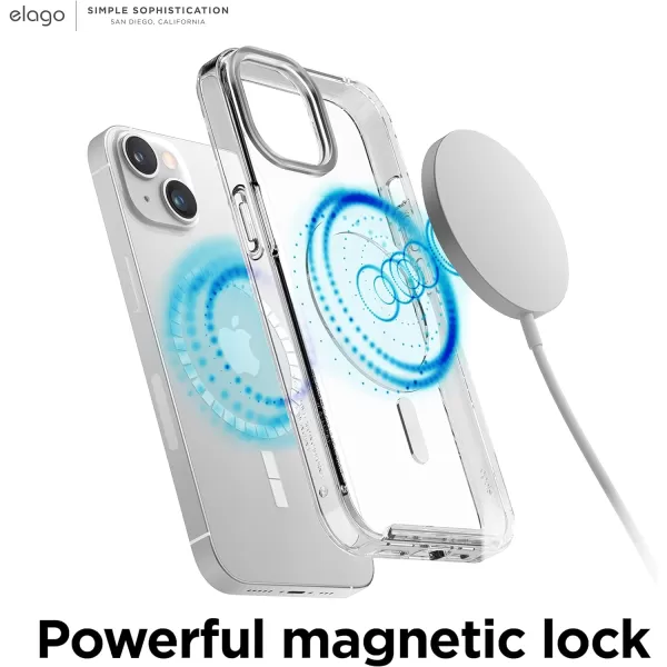 elago Magnetic Hybrid Clear Case Compatible with iPhone 15 Plus Case Compatible with MagSafe 67 US Military Grade Drop Protection PC  TPU Hybrid Technology Reduced Yellowing WhiteClear