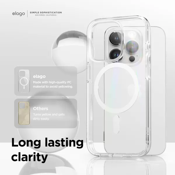 elago Magnetic Hybrid Clear Case Compatible with iPhone 15 Plus Case Compatible with MagSafe 67 US Military Grade Drop Protection PC  TPU Hybrid Technology Reduced Yellowing WhiteWhite