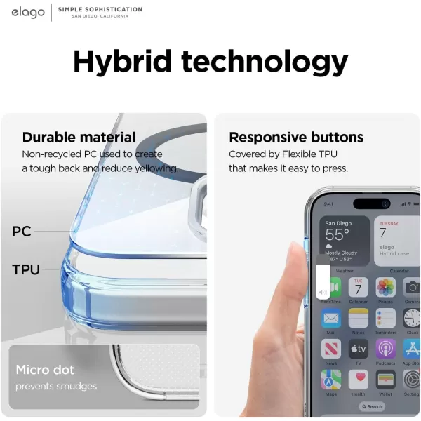 elago Magnetic Hybrid Clear Case Compatible with iPhone 15 Plus Case Compatible with MagSafe 67 US Military Grade Drop Protection PC  TPU Hybrid Technology Reduced Yellowing WhiteBlack