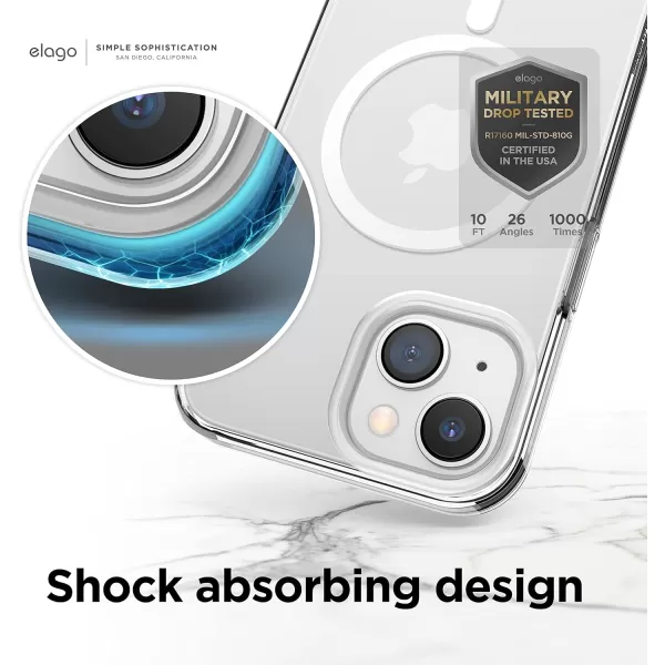 elago Magnetic Hybrid Clear Case Compatible with iPhone 15 Plus Case Compatible with MagSafe 67 US Military Grade Drop Protection PC  TPU Hybrid Technology Reduced Yellowing WhiteClear