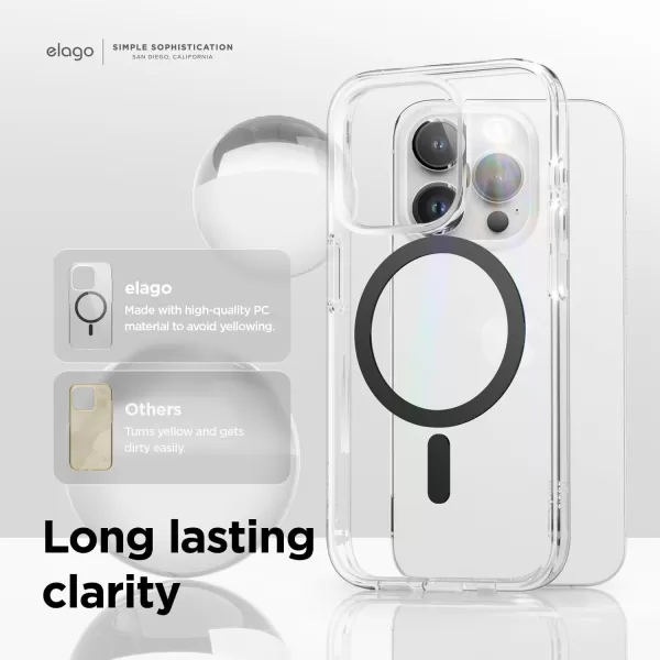 elago Magnetic Hybrid Clear Case Compatible with iPhone 15 Plus Case Compatible with MagSafe 67 US Military Grade Drop Protection PC  TPU Hybrid Technology Reduced Yellowing WhiteBlack