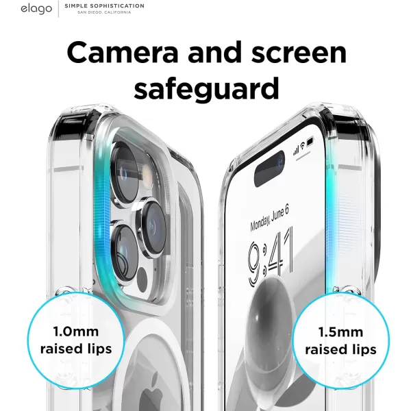 elago Magnetic Hybrid Clear Case Compatible with iPhone 15 Plus Case Compatible with MagSafe 67 US Military Grade Drop Protection PC  TPU Hybrid Technology Reduced Yellowing WhiteClear