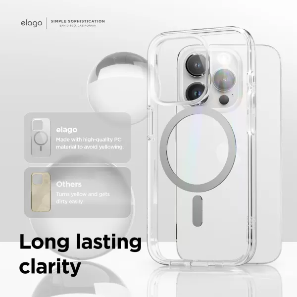 elago Magnetic Hybrid Clear Case Compatible with iPhone 15 Plus Case Compatible with MagSafe 67 US Military Grade Drop Protection PC  TPU Hybrid Technology Reduced Yellowing WhiteMedium Grey