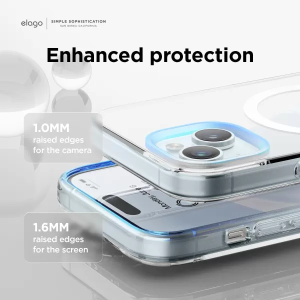 elago Magnetic Hybrid Clear Case Compatible with iPhone 15 Plus Case Compatible with MagSafe 67 US Military Grade Drop Protection PC  TPU Hybrid Technology Reduced Yellowing WhiteClear