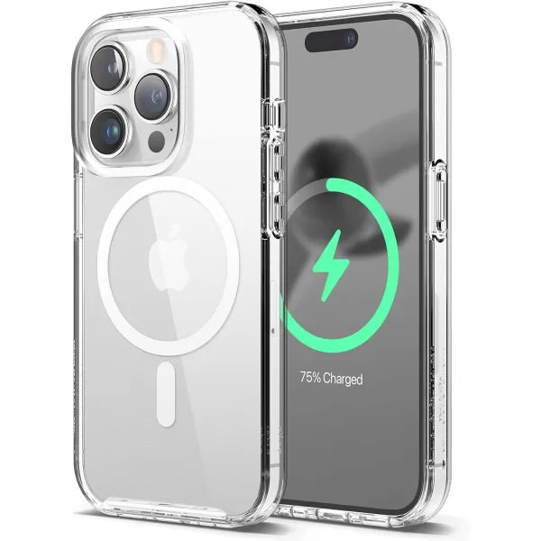 elago Magnetic Hybrid Clear Case Compatible with iPhone 15 Plus Case Compatible with MagSafe 67 US Military Grade Drop Protection PC  TPU Hybrid Technology Reduced Yellowing WhiteClear