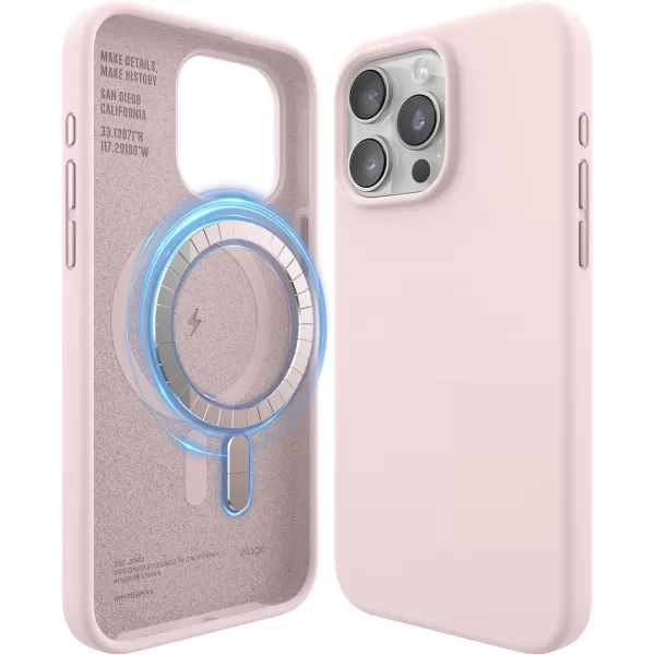 elago Magnetic Silicone Case Compatible with iPhone 15 Pro Max Case 67 Inch Compatible with All MagSafe Accessories  Builtin Magnets Soft Grip Silicone Shockproof BurgundyLovely Pink