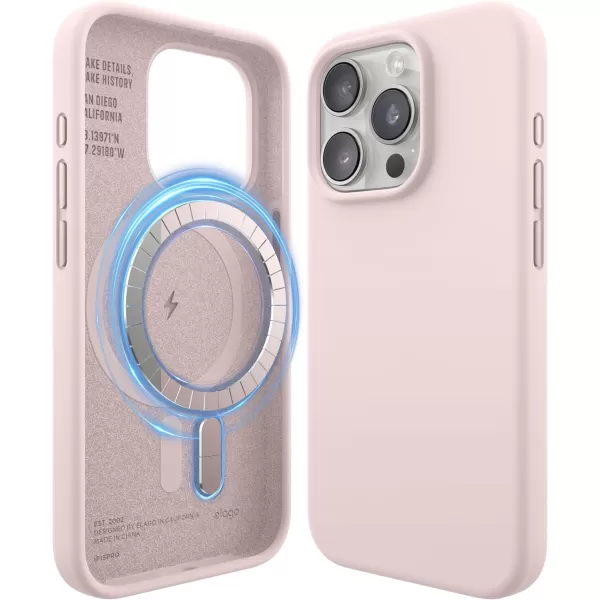 elago Magnetic Silicone Case Compatible with iPhone 15 Pro Max Case 67 Inch Compatible with All MagSafe Accessories  Builtin Magnets Soft Grip Silicone Shockproof BurgundyLovely Pink