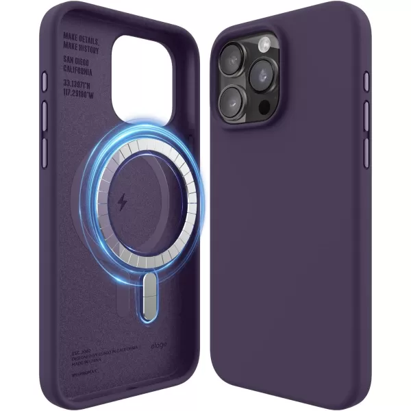 elago Magnetic Silicone Case Compatible with iPhone 15 Pro Max Case 67 Inch Compatible with All MagSafe Accessories  Builtin Magnets Soft Grip Silicone Shockproof BurgundyDeep Purple