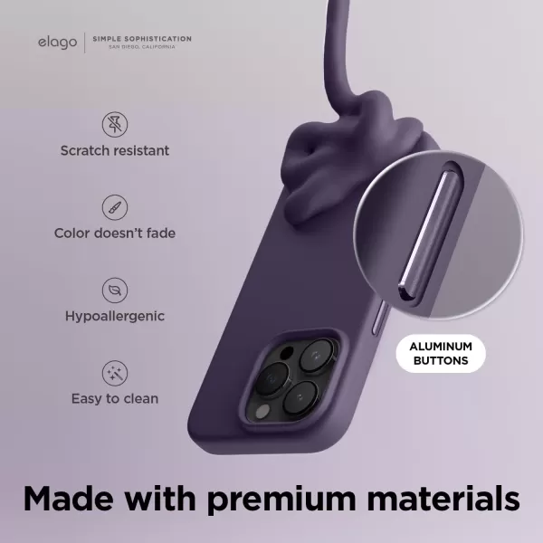 elago Magnetic Silicone Case Compatible with iPhone 15 Pro Max Case 67 Inch Compatible with All MagSafe Accessories  Builtin Magnets Soft Grip Silicone Shockproof BurgundyDeep Purple