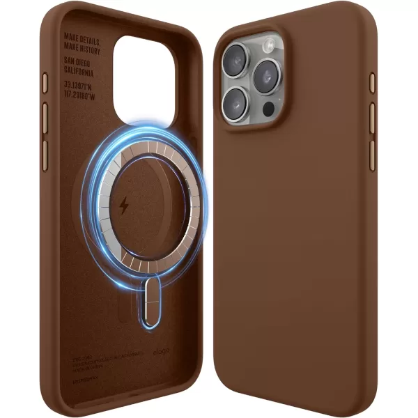 elago Magnetic Silicone Case Compatible with iPhone 15 Pro Max Case 67 Inch Compatible with All MagSafe Accessories  Builtin Magnets Soft Grip Silicone Shockproof BurgundyBrown