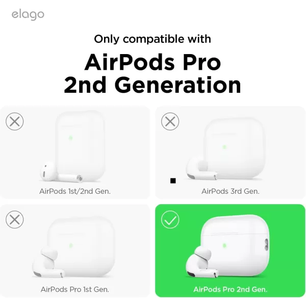 elago Pager Case Compatible with AirPods Pro 2nd Generation Case Cover Compatible with AirPods Pro 2 Case Lanyard Included Shock Resistant Full Protection Classic WhiteClassic White