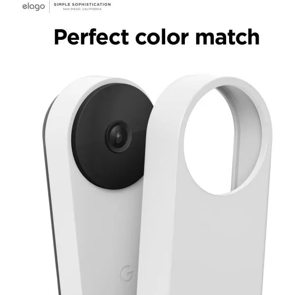 elago Silicone Case Designed for Google Nest Hello Video Doorbell 2021 Battery Model  Weather and UV Resistant Perfect Color Match Clean Finish NOT Compatible with Wired Model AshSnow