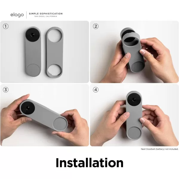 elago Silicone Case Designed for Google Nest Hello Video Doorbell 2021 Battery Model  Weather and UV Resistant Perfect Color Match Clean Finish NOT Compatible with Wired Model AshIvy