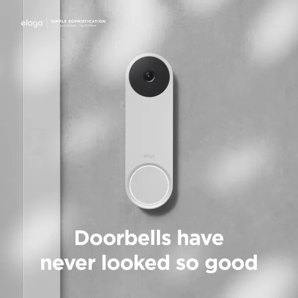 elago Silicone Case Designed for Google Nest Hello Video Doorbell 2021 Battery Model  Weather and UV Resistant Perfect Color Match Clean Finish NOT Compatible with Wired Model AshSnow