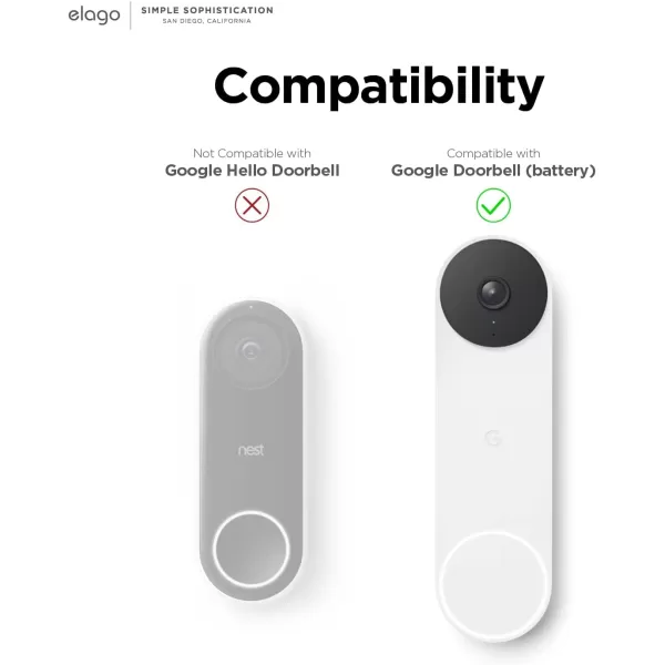 elago Silicone Case Designed for Google Nest Hello Video Doorbell 2021 Battery Model  Weather and UV Resistant Perfect Color Match Clean Finish NOT Compatible with Wired Model AshLinen