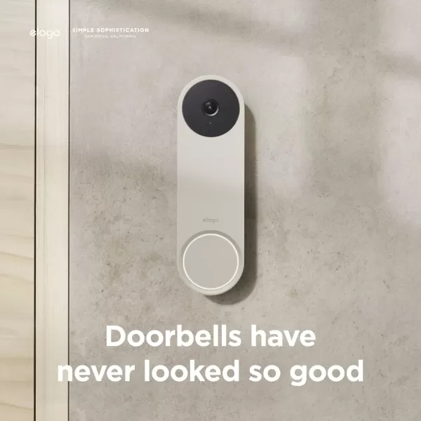 elago Silicone Case Designed for Google Nest Hello Video Doorbell 2021 Battery Model  Weather and UV Resistant Perfect Color Match Clean Finish NOT Compatible with Wired Model AshLinen