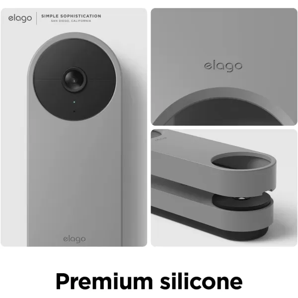 elago Silicone Case Designed for Google Nest Hello Video Doorbell 2021 Battery Model  Weather and UV Resistant Perfect Color Match Clean Finish NOT Compatible with Wired Model AshAsh