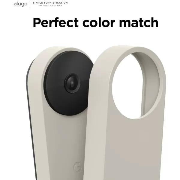 elago Silicone Case Designed for Google Nest Hello Video Doorbell 2021 Battery Model  Weather and UV Resistant Perfect Color Match Clean Finish NOT Compatible with Wired Model AshLinen