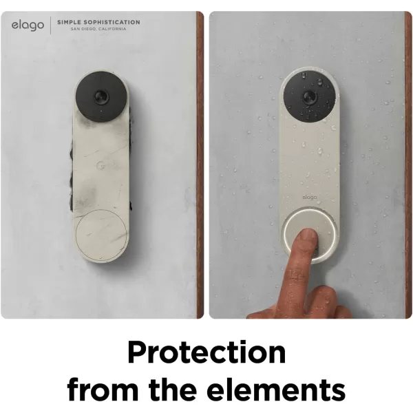 elago Silicone Case Designed for Google Nest Hello Video Doorbell 2021 Battery Model  Weather and UV Resistant Perfect Color Match Clean Finish NOT Compatible with Wired Model AshLinen