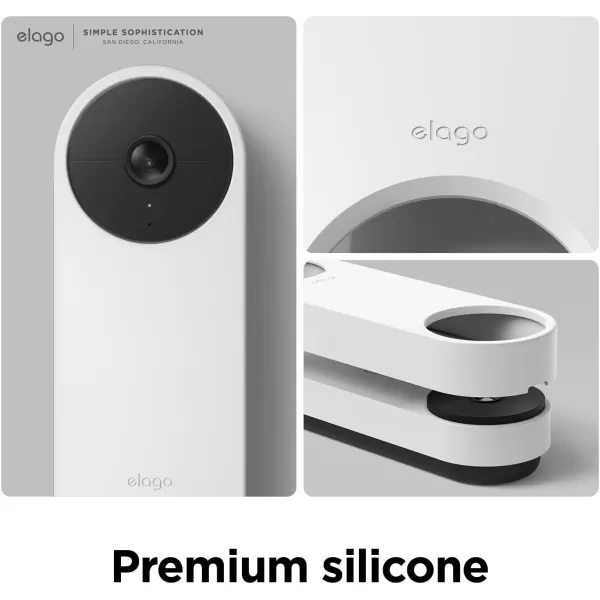 elago Silicone Case Designed for Google Nest Hello Video Doorbell 2021 Battery Model  Weather and UV Resistant Perfect Color Match Clean Finish NOT Compatible with Wired Model AshSnow