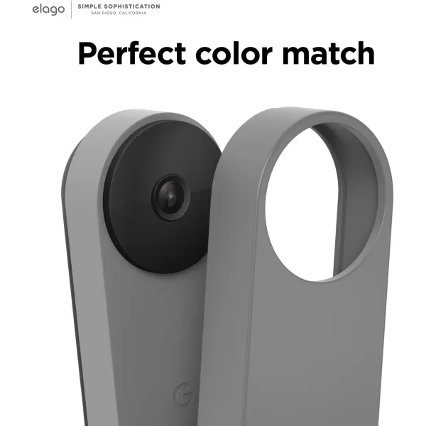 elago Silicone Case Designed for Google Nest Hello Video Doorbell 2021 Battery Model  Weather and UV Resistant Perfect Color Match Clean Finish NOT Compatible with Wired Model AshAsh