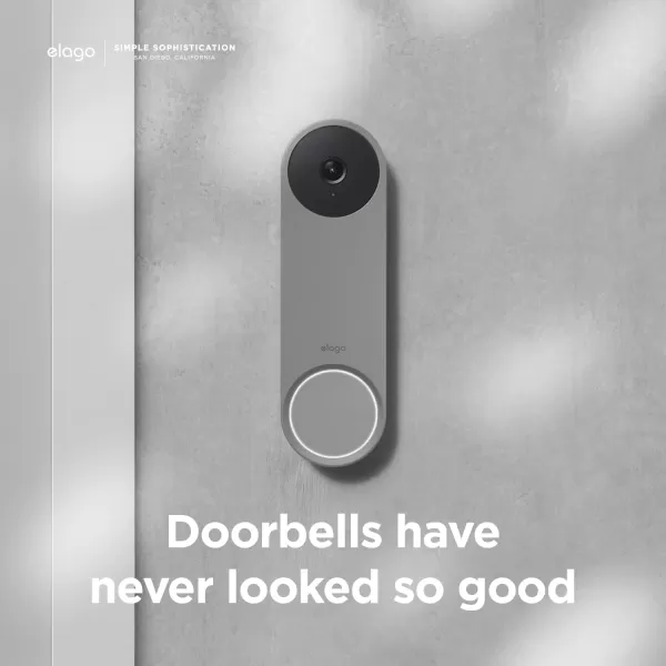 elago Silicone Case Designed for Google Nest Hello Video Doorbell 2021 Battery Model  Weather and UV Resistant Perfect Color Match Clean Finish NOT Compatible with Wired Model AshAsh