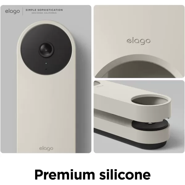 elago Silicone Case Designed for Google Nest Hello Video Doorbell 2021 Battery Model  Weather and UV Resistant Perfect Color Match Clean Finish NOT Compatible with Wired Model AshLinen