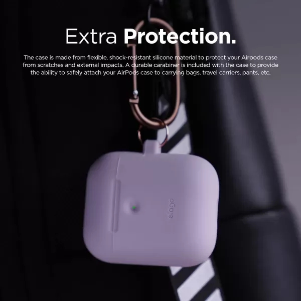 elago Silicone Case with Keychain Compatible with Apple AirPods 2 Wireless Charging Case Front LED Visible AntiSlip Coating Inside Premium Silicone Neon Hot PinkLavender