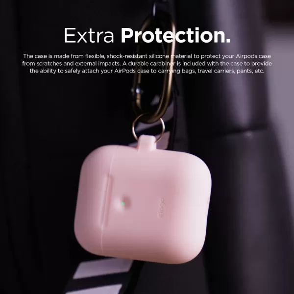 elago Silicone Case with Keychain Compatible with Apple AirPods 2 Wireless Charging Case Front LED Visible AntiSlip Coating Inside Premium Silicone Neon Hot PinkLovely Pink