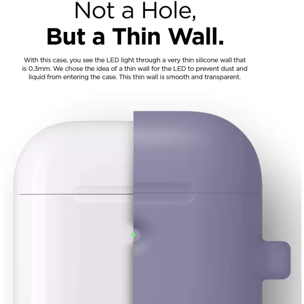 elago Silicone Case with Keychain Compatible with Apple AirPods 2 Wireless Charging Case Front LED Visible AntiSlip Coating Inside Premium Silicone Neon Hot PinkLavender Gray