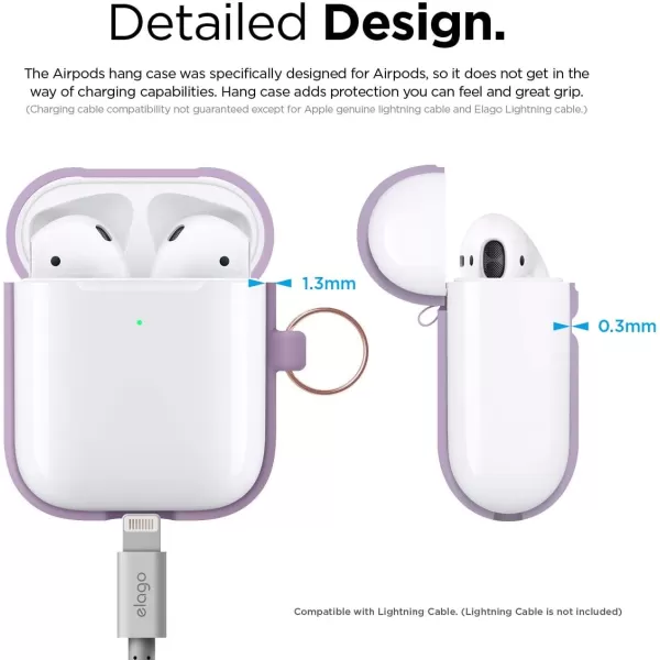 elago Silicone Case with Keychain Compatible with Apple AirPods 2 Wireless Charging Case Front LED Visible AntiSlip Coating Inside Premium Silicone Neon Hot PinkLavender