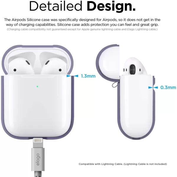 elago Silicone Protective Case Compatible with Apple AirPods 2 Wireless Charging Case Front LED Visible AntiSlip Coating Inside Patent Registered Neon YellowLavender Gray